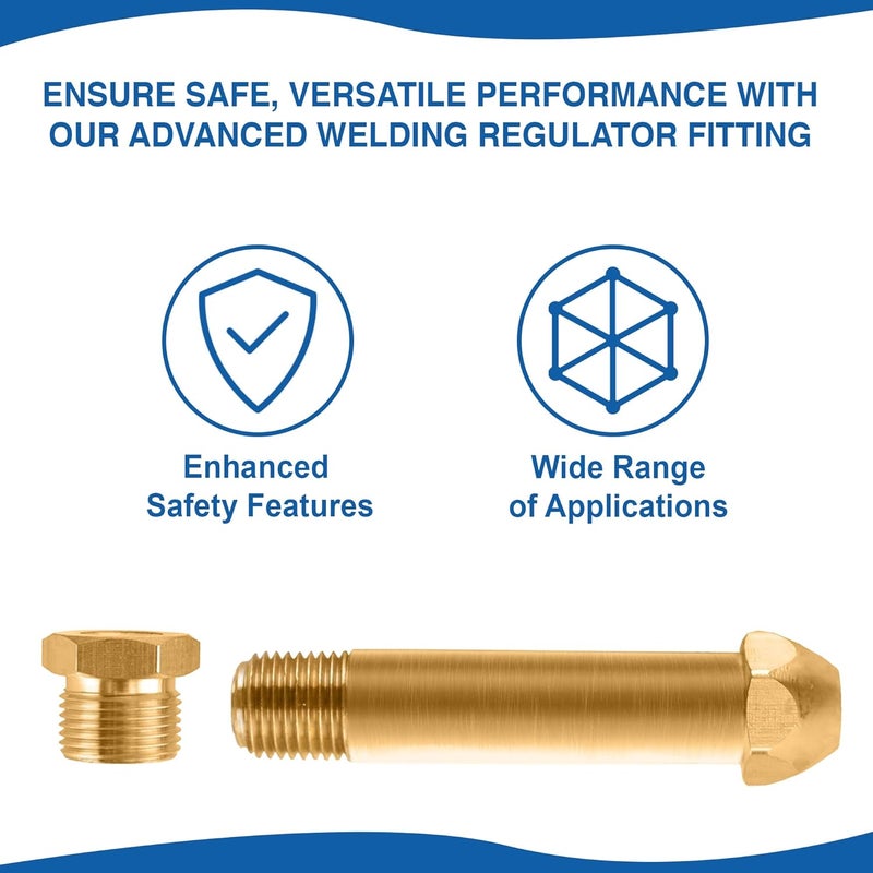 Kolibrox CGA-580 Nut & 3" Nipple - Regulator Inlet Bottle Fitting for Helium Argon Nitrogen - Brass Construction Threaded Design - Perfect for Gas Cylinders & Welding | 3"x1/4 NPT - Image 4